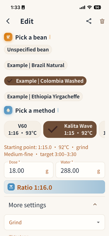 BrewLog Memory layer screen