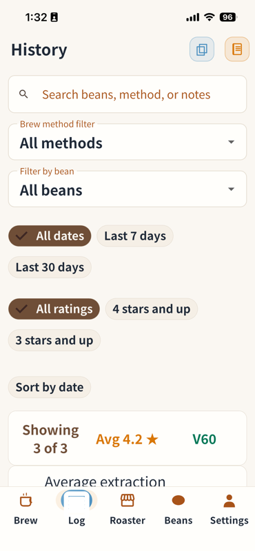 BrewLog Diagnosis language screen