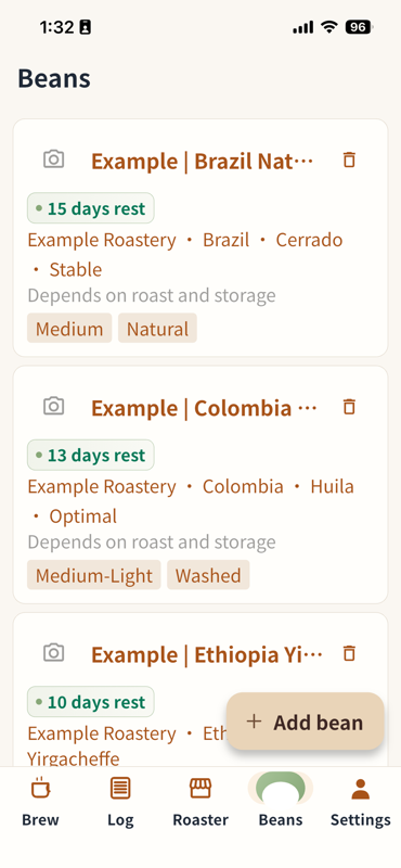 BrewLog Ritual retention screen