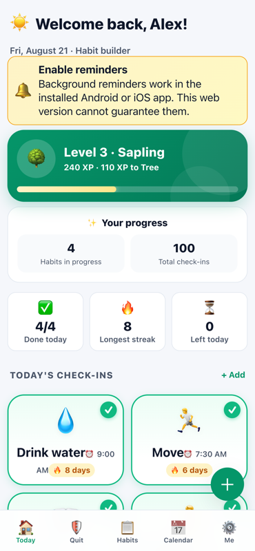 Good Habit home screen
