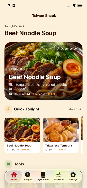 Taiwan Snack recipe screen